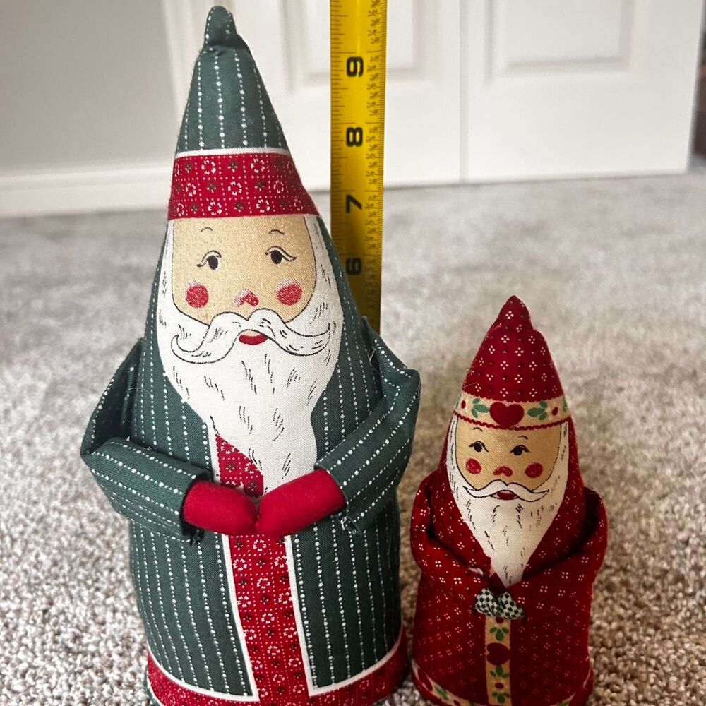 Vtg 80s Fabric Santa Claus Plush Doll Lot Cozy Christmas Cottagecore Folk Art